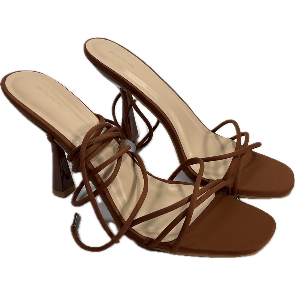 NWB  Lycra Cross Over Lace Up Cake Stand Mid Heels  Size: 10